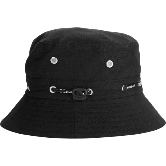 Unisex Black Sporty Bucket Hat with Eyelet Details - Picture 4 of 6